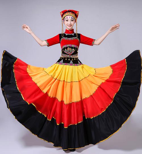彝族大摆裙彝族舞蹈服火把节大摆裙新款彝族服装女民族合唱舞蹈服